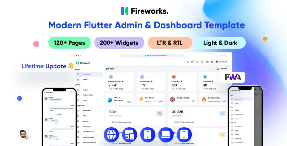 Fireworks - Multipurpose Modern Flutter Admin & Dashboard Template | Responsive | Flutter UI Kit