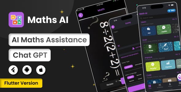 Math AI : ChatGPT | ChatBot | Flutter Android/iOS Full Application | ADMOB | Subscription Plans