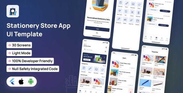 DeskMate UI template | Wholesale Stationary Store app in Flutter | Topperskit template