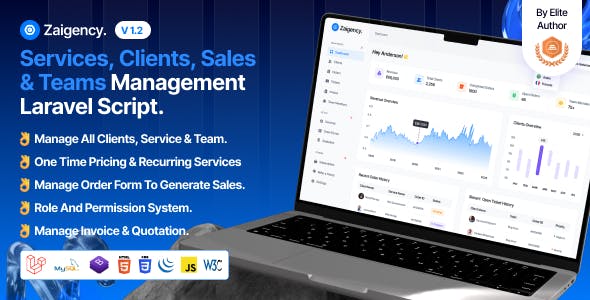 Zaigency - Services, Clients, Sales & Teams Management Laravel Script