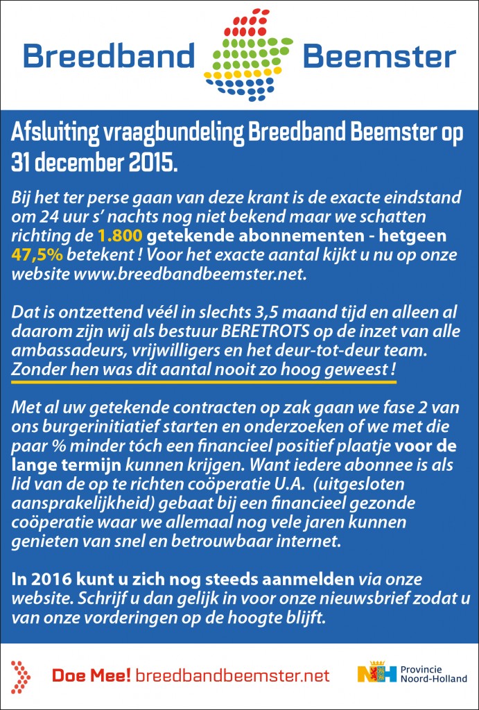 advertentie Breedbandbeemster FAQ 27